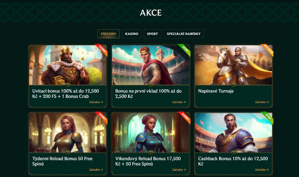 sportovní bonusy v Casinia casino